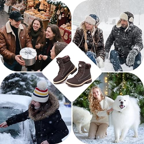 BKWHDAY Winter Boots for Women Snow Boots Waterproof Fur Lined Warm Hiking Boots Ladies Lace Up Walking Boots Anti-Slip Lightweight Outdoor Ankle Boots thumbnail 8