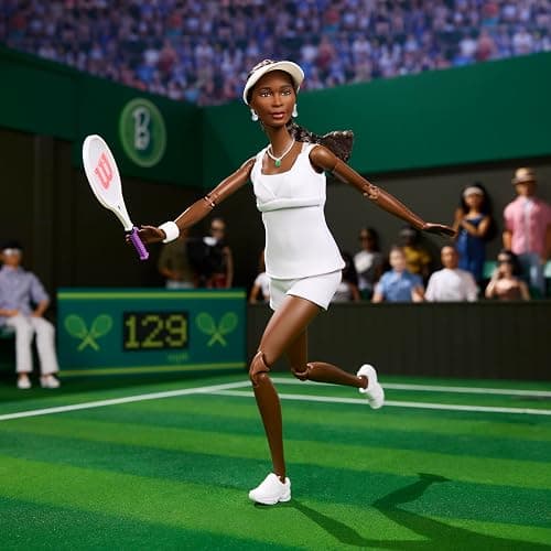 Barbie Inspiring Women Series, Venus Williams Fashion Doll with Signature Tennis Uniform and Racket, Includes Displayable Packaging thumbnail 2