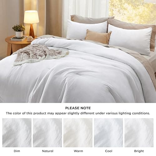 Bedsure Twin/Twin XL Comforter Set, White Soft Prewashed Bedding for All Seasons, 2 Pieces GentleSoft™ Warm Down Alternative Bed Set, 1 Lightweight Comforter (68"x88") and 1 Pillowcase (20"x26") - Twin/Twin XL - 02 - White thumbnail 7