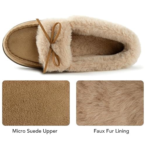 RockDove Women's Faux Fur Lined Micro Suede Moccasin Slipper thumbnail 5