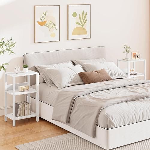 TUTOTAK Record Player Stand with Storage Up to 100 Albums,Record Storage Table,3 Tier End Table,Side Table for Living Room, Bedroom, White TB01BW075 thumbnail 7