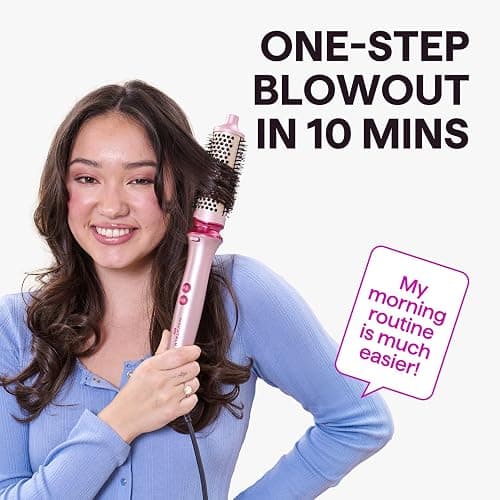 Wavytalk Thermal Brush Set Heatwave Pro 3 Size Ionic Heated Round Brush | Detachable Brush Head for Short to Long Hair, Bilateral Negative Ions for Frizz-Free Shiny Blowout, Pink thumbnail 2