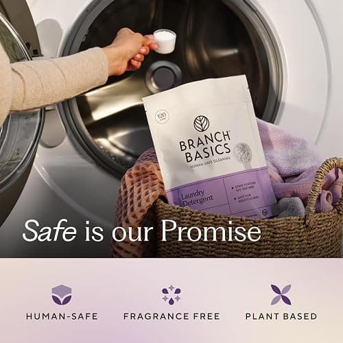 Branch Basics Laundry Detergent – 4lbs (120 loads) | Plant & Mineral-Based Formula | Lifts Stains & Removes Odor | Plastic-Free, Fragrance-Free & Safe for Sensitive Skin thumbnail 5