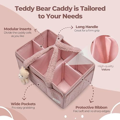 PeraBella Baby Diaper Caddy Organizer with Handle, Boy & Girl Shower Gift Basket, Portable Diaper Storage Basket Bin for Wipes, Newborn Baby Essentials Registry Search Must Haves, Car Caddy Organizer thumbnail 4