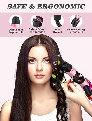 Mini Curling Iron for Travel,110~240V Dual Voltage with European Plug Adapter,Small Curling Iron for Short Hair,Tiny Curling Irons for Women,Anti-Scald Cover,Auto-Off,5 Temp Digital Settings,1 Inch thumbnail 6
