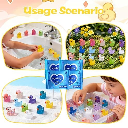 Mini Glow In The Dark Animal Resin Models, Resin Animals Mystery Bags, Individually Wrapped Blind Bags Tiny Animal Figurines, Collectible Mini Animals For Fairy Garden, DIY Crafts (50, Z-Ducks) thumbnail 7