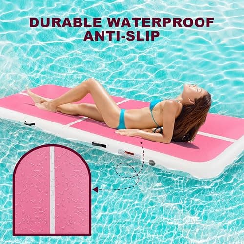 BCGA Inflatable Gymnastics Mat Air Tumble Track Tumbling Mats with Pump | 10ft/13ft/16ft/20ft Gymnastics Air Tumble Mat 4/8 inches Thick for Home/Training/Cheerleading/Yoga/Water Outdoor Indoor Gym thumbnail 5