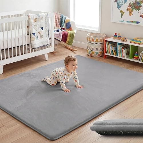 PAPAMAT 1.5" Thick Baby Play Mat for Floor 59x79 Soft Foam Mats, Dark Grey | Memory Mat for Baby to Play, Waterproof Easy Care with Non-Slip Tummy Time Play Mat for Nursery Playroom Classroom - Image 1