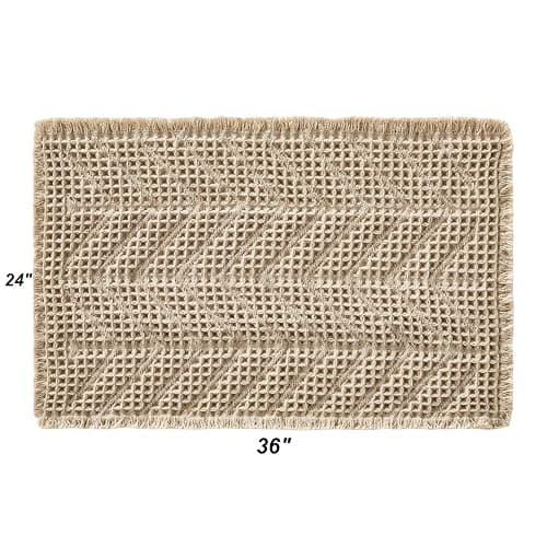 BULULOM Bath Mats,Upgraded Waffle Super Absorbent Bath Mat,Bathroom Rugs Non Slip Washable, Quick Dry Shower Mats, Ultra Soft Bath Mats for Bath Floor,Brown,24"*36" thumbnail 2