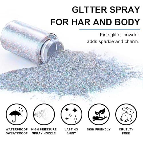 Hair and Body Glitter Spray, Glint-Rainbow Hair Glitter Extra Fine Face Shimmer Powder for Clothes, Festival Loose Sparkle Powder for Rave Clothes Nail Art Easter Halloween Crafts (Glint-Rainbow) thumbnail 4
