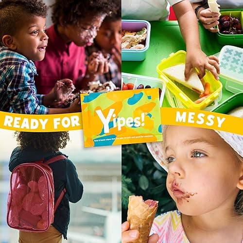 Yipes! Kids Face and Hand Wipes | Compostable Wet Wipes for Sensitive Skin | Individually Wrapped | Classroom Must Haves | Travel Essentials | For Backpacks, Lunchboxes, Classroom Supplies | 2 pack thumbnail 7
