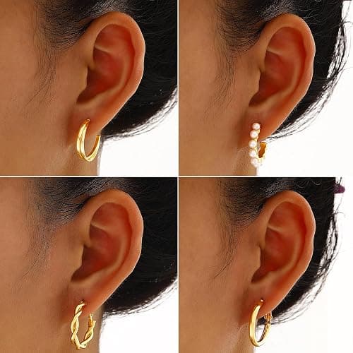 FAXHION 68 Pcs Gold Jewelry Set for Women with 7 Necklace, 17 Bracelet, 5 Hoop Earrings, 15 Stud Earrings, 24 Knuckle Rings for Women Jewelry Set for Women Gift thumbnail 5