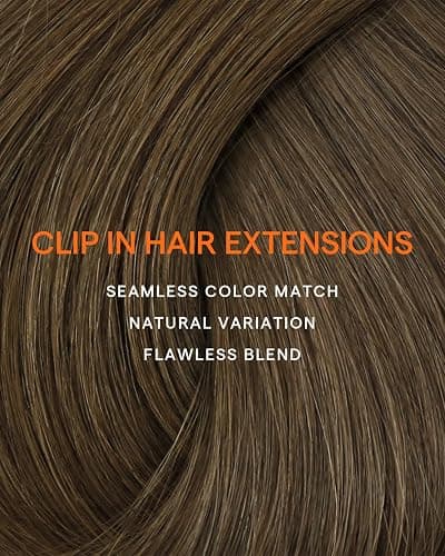 Full Shine Human Hair Clip in Extensions | Light Brown Clip in Hair Extensions Human Hair, for Cheer, 20 Inch 7 Pcs 120g thumbnail 8
