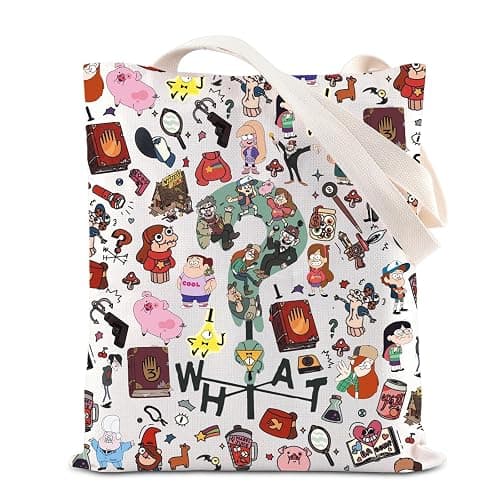 TGBJE Cartoon Movie Inspired Tote Bag Pig Lover Gift Mabel & Dipper Twins Shoulder Bag Cipher Fans Gift - Image 1