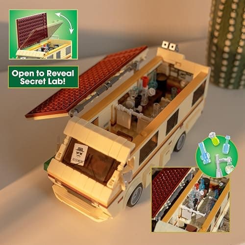 Brickcraft Officially Licensed Breaking Bad RV Building Kit (477 Pieces) Walter White’s Rolling Camper Van Set with Secret Lab Interior, TV Show Collectible Model, Display Toy for Fans and Adults thumbnail 9