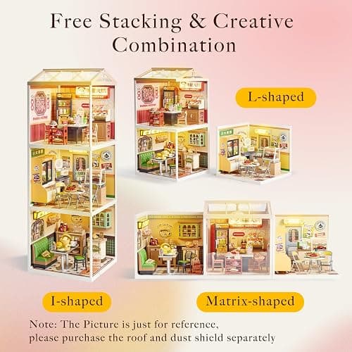 Rolife Super Creator DIY Miniature Plastic House Building Set Playset with LED, Suitable for Mini Figures Construction Toys Diorama Kit Gifts for Teens Adults (Hong Kong Bites Cafe) thumbnail 6