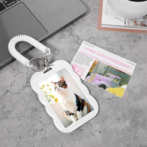 TIESOME 4 Stück Popularität Photocard Holder mit Schlüsselanhänger, ID Ausweishalter Weiß Ausweiskartenhalter Ausweishülle Kartenhülle Fotokartenhalter für Idol Album Karten Bank Studentenbus thumbnail 2