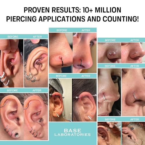 BASE LABORATORIES Piercing Aftercare Kit: Keloid & Piercing Bump Solution Oil(15ml) + Piercing Aftercare Spray (4oz) - for Keloid Bump Removal & Cleansing Soothing Piercings Before & After thumbnail 6