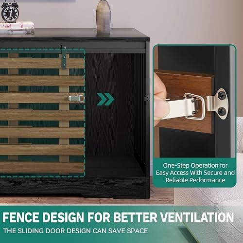 YITAHOME 71 Inch Dog Crate TV Stand for 2 Dogs w Sliding Door, Heavy Duty Chew-Resistant Cage Furniture for Medium Large Dogs, Wooden Indoor Double Dog Kennel Decorative for Living Room, Black Walnut thumbnail 8