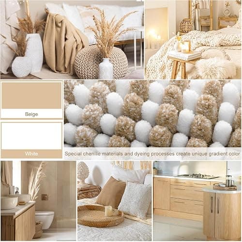 BSICPRO Bathroom Rugs and Mats Sets, 2 Piece Thick Absorbent Chenille Bath Mat Rug Set Non Slip, Soft Shaggy Bath Floor Mats for Bathroom, Machine Washable (20" x 47" Plus 16" x 24", Beige) thumbnail 3