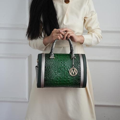 MKF Collection Satchel Bag for Women, Crocodile Embossed Vegan Leather Top-Handles Crossbody Handbag Purse by Mia k thumbnail 4