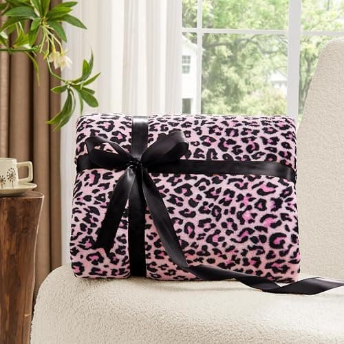 BEDELITE Fleece Blanke for Couch & Bed Pink Leopard Throw Blanket – Soft & Cozy Cheetah Blanket for Sofa, Lightweight Fleece Animal Print Decor, for Women 50"x 60", Pink thumbnail 6