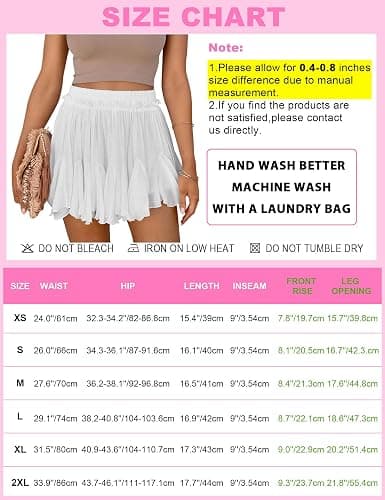 Women's Flowy Shorts Casual Linen Boho Ruffle Mini Skirts Pleated High Waist Cute Butterfly Skorts with Pockets Summer Trendy thumbnail 6
