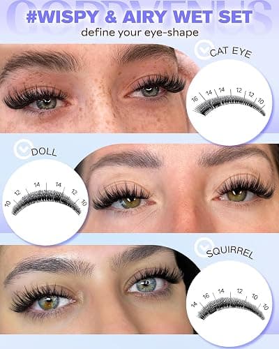 Goddvenus Wispy Lash Clusters Kit Natural Fairy Wet Eyelash Clusters Kit 300 Pcs Cluster Eyelash Extensions Kit for DIY Reusable Waterproof Individual Lash Extension (10-16mm CC Curl) thumbnail 6