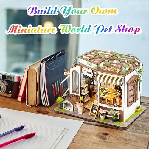 DIY Miniature House Kit,Tiny House Pet Shop with Furniture & LED,DIY Dollhouse Miniature Kit for Adults Teen,Mini House Building kit,3D Wooden Craft Mini Model Kit,Birthday Gifts Home Decor thumbnail 6