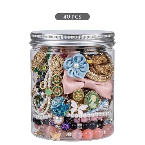 Monwssoe 40 Pieces Mystery Jewelry Jar Set - Assorted Vintage, Modern & Boho Jewelry Mystery Jar Including Necklace, Earrings, Ring, Gold thumbnail 4