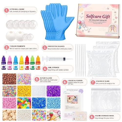 DIY Squishy Making Kit, Stress Ball Making Kit with 10 TPR Skins, 14 Fillers, 14 oz Slime & 7 oz Clay, Make Your Own Squishies, ASMR Sensory Craft Kit, Self-Care Gift for Adults thumbnail 6