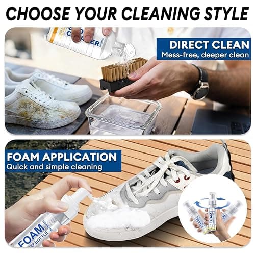 Shoe Cleaner Kit for Sneakers – 300ml Premium Shoe Cleaning Set with 3 Brushes & Microfiber Towel, Sneaker Cleaner for White Shoes, Boots, Leather, Suede, Canvas, Mesh, PU & Fabric thumbnail 4