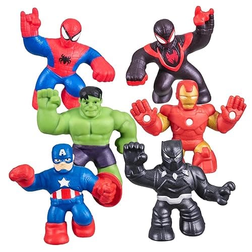 Heroes of Goo Jit Zu Marvel Mega Mini 6 Pack - Superhero Toys, Squishy, Stretchy, Gooey Mini Heroes - Ironman, Spider-Man, Captain America, Miles Morales, Hulk and Black Panther - Image 1