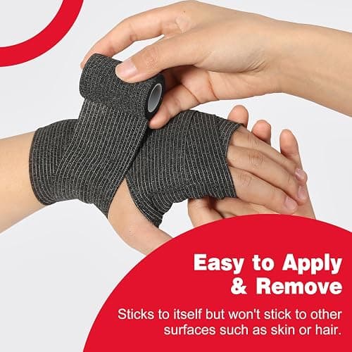 AZEN 40 Pack Self Adhesive Bandage Wrap Black, 2" X 5 Yards Black Athletic Tape, Vet Wrap, Tattoo Grip Tape Wrap，Ankle Tape, Cohesive Bandage Wrap thumbnail 4