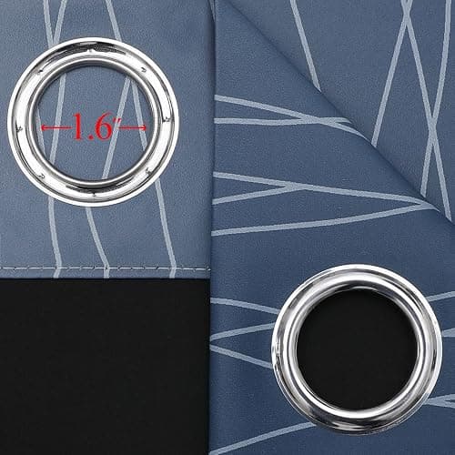 Estelar Textiler Navy Blue and Greyish White Blackout Curtains for Bedroom 84 Inches Long, Full Room Darkening Grommet Curtains for Living Room,Thermal Insulated Ombre Drapes,52Wx84L,2 Panels thumbnail 2