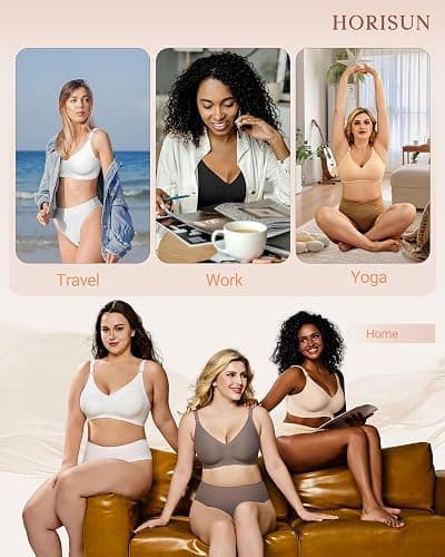 HORISUN Comfortable Seamless Full Coverage Bra for Women Wireless Bras with Soft Support Regular and Plus Size thumbnail 6