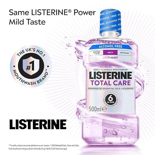 Listerine Total Care Mild Taste (Alcohol Free) Antibacterial Mouthwash (500ml), Fresh Mint Flavour With 6-in-1 Benefits thumbnail 6