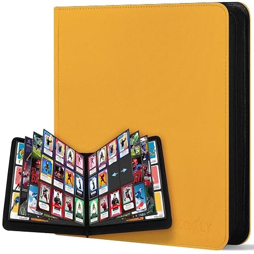 12 Pocket Zipper Trading Card Binder, 720 Large Capacity Side Loading Non-Ring Card Album, Double Sided Acid-Free Card Protector Binder for TCG, MTG, Sport Card, Yellow - Image 1