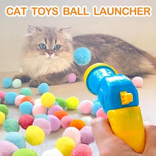 MeoHui 31Pcs Cat Ball Toy Launcher Gun,Cat Balls Fetch Toy,30Pcs Plush Fuzzy Balls Launcher Cat Toy for Cats with 1 Gun,Funny Interactive Cat Toys for Bored Indoor Adult Cats,Cute Kitten Kitty Toys thumbnail 2
