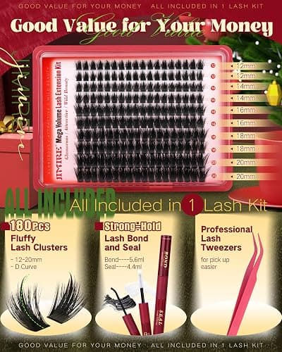 Manga Lash Clusters Kit Fluffy Eyelash Extension Kit Wispy Eyelash Clusters with Spikes D-Curl Lash Extension Kit 12-20MM Cluster Eyelash Extensions Kit with Lash Bond and Seal Fairy Cluster Lashes thumbnail 3