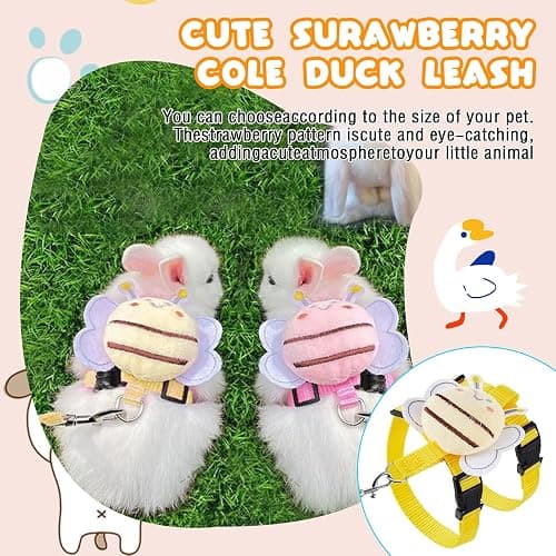 4 Sets Leash Set Small Pet Cute Vest Harness Leash and Adjustable Bunny Rabbit Harness with Decoration for Bunny Ferret Small Pets(Bees) thumbnail 6