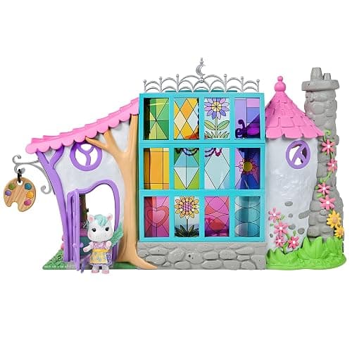Sunny Days Entertainment Honey Bee Acres Rainbow Ridge Sunburst Art Studio – 50 Furniture Accessories with Exclusive Unicorn Figure | Light Up Dollhouse Playset | Pink Pretend Play Toys for Kids thumbnail 4
