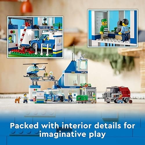 LEGO City Police Station with Van, Garbage Truck & Helicopter Toy 60316, Gifts for 6 Plus Year Old Kids, Boys & Girls with 5 Minifigures and Dog Toy thumbnail 3