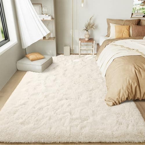 LOCHAS Ultra Soft Indoor Modern Area Rugs Fluffy Living Room Carpets for Children Bedroom Home Decor Nursery Rug 5x8 Feet, Cream thumbnail 8