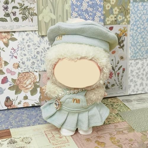 Clothes Compatible with LABUBU Doll – 4PCS Frosted Mint Set, 17cm Doll Clothes Designer Outfit for Campus Classic Theme, Chic Stylish Accessories for Labubu, No Doll (Paris Mint Frost) thumbnail 7