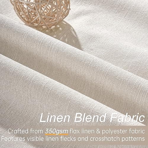 Topfinel Cream Linen Blackout Curtains 84 Inch Long for Bedroom Living Room, Ivory Pinch Pleat Back Tab Full Blackout Drapes Farmhouse Boho Curtains for Window, White Neutral Curtains 52" X 84" 7 FT thumbnail 3