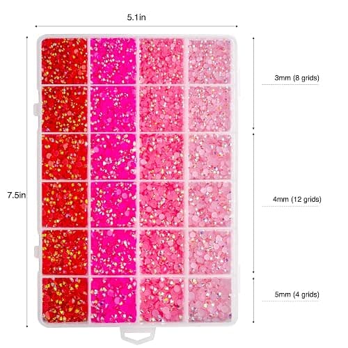 Liiouer Hot Pink Rhinestones, Crystal Bling Gemstones Mixed Color Rhinestones for Crafts, 16000PCS AB Color Non-Hotfix Flatback Resin Jelly Rhinestones for Tumblers, DIY Decoration Mixed Size 3/4/5mm thumbnail 2
