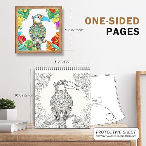 FUN LAVIE Adult Coloring Book - Mandala Animal Designs for Adults Relaxation and Teens Stress Relief, Spiral Bound Coloring Book for Women, Mindfulness Mandalas and Animal Patterns for Anxiety Relief thumbnail 3