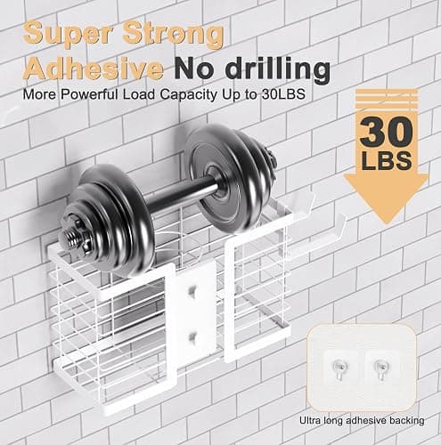 FUNKYLEE Bathroom Organizers and Storage, 3 in 1 Metal Wall Mount for Flat Iron, Curling Iron, Straightener, Hair Care & Styling Tools (White) thumbnail 5