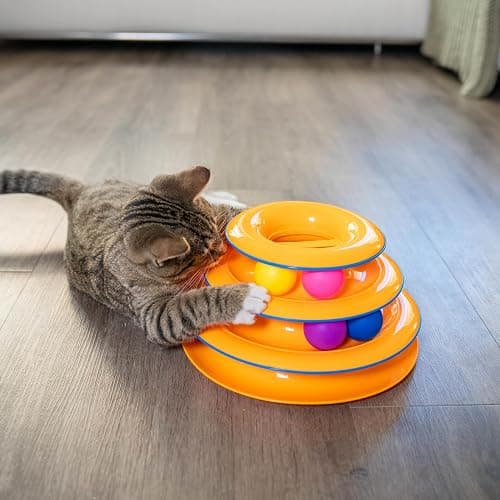 Catstages Tower of Tracks 3-Level Cat Track Toy with 6 Balls, Interactive Toy for Indoor Cats, Orange thumbnail 7